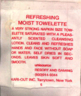 KARI-OUT Generic Gambling Towelette (Reverse)